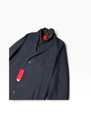 Hugo Boss Milogan Extra Slim Fit Topcoat / Zip-Out Bib 46 R Navy Blue Overcoat