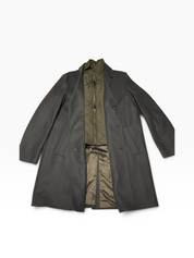 Hugo Boss Milogan Extra Slim Fit Topcoat / Zip-Out Bib 46 R Navy Blue Overcoat