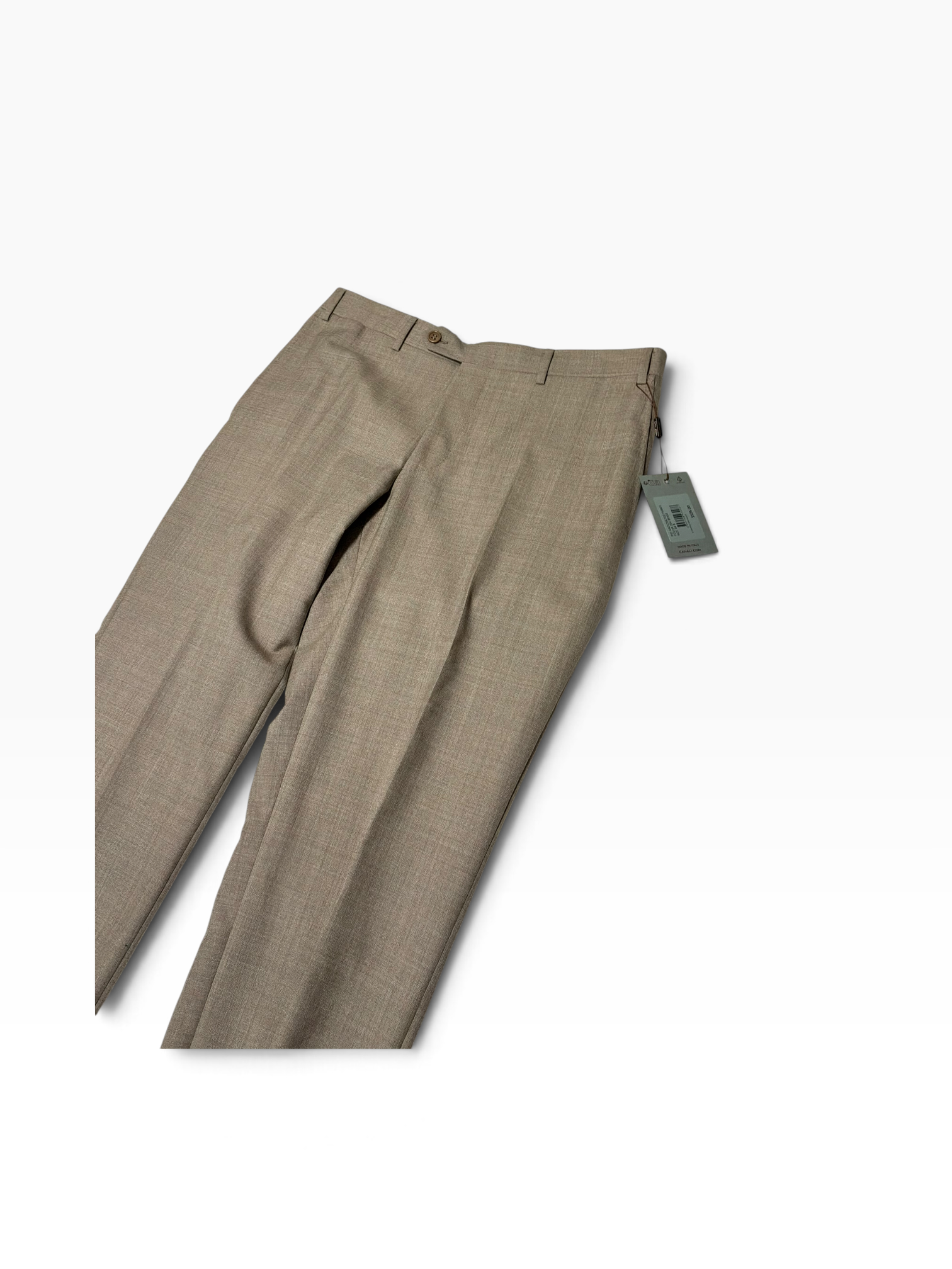 Canali Capri Melange Solid Slim Fit Dress Pants Size 34 / Unfinished Hem Tan