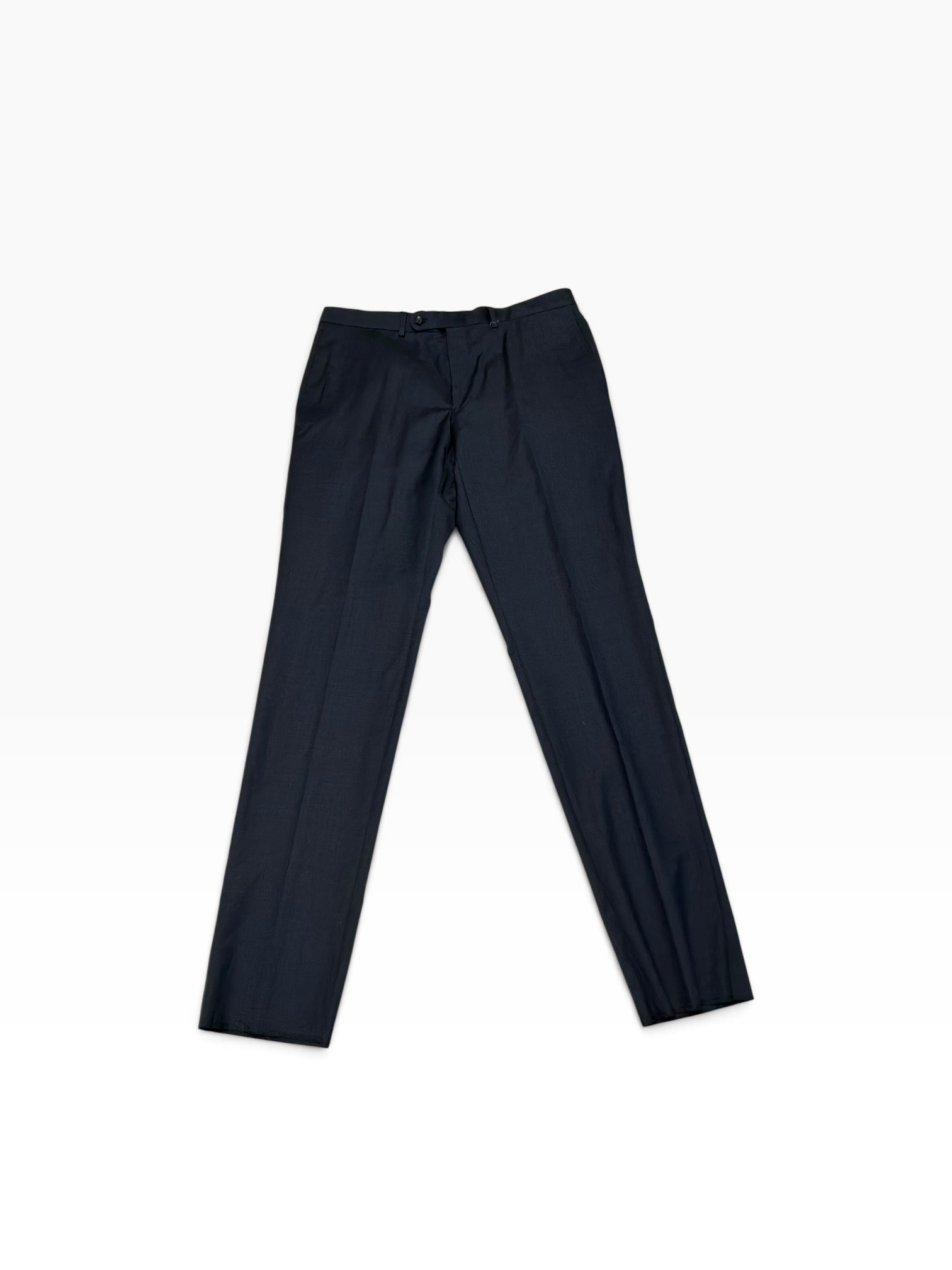 Jack Victor Mens Regular fit Wool Dress Pants 38 / Unfinished Hem Navy Blue