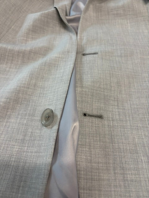 Kenneth Cole Mens Slim fit 2 Piece Suit 42 L / 35 Waist Light Grey Solid Stretch