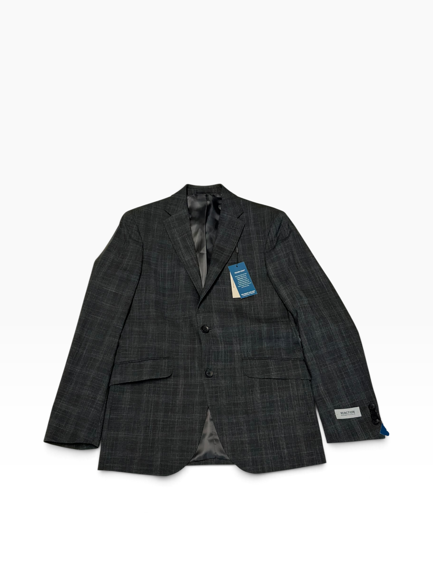 Kenneth Cole Reaction Mens Slim fit Suit Jacket Blazer 36 R Charcoal Grey Plaid