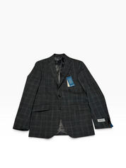 Kenneth Cole Reaction Mens Slim fit Suit Jacket Blazer 36 R Charcoal Grey Plaid