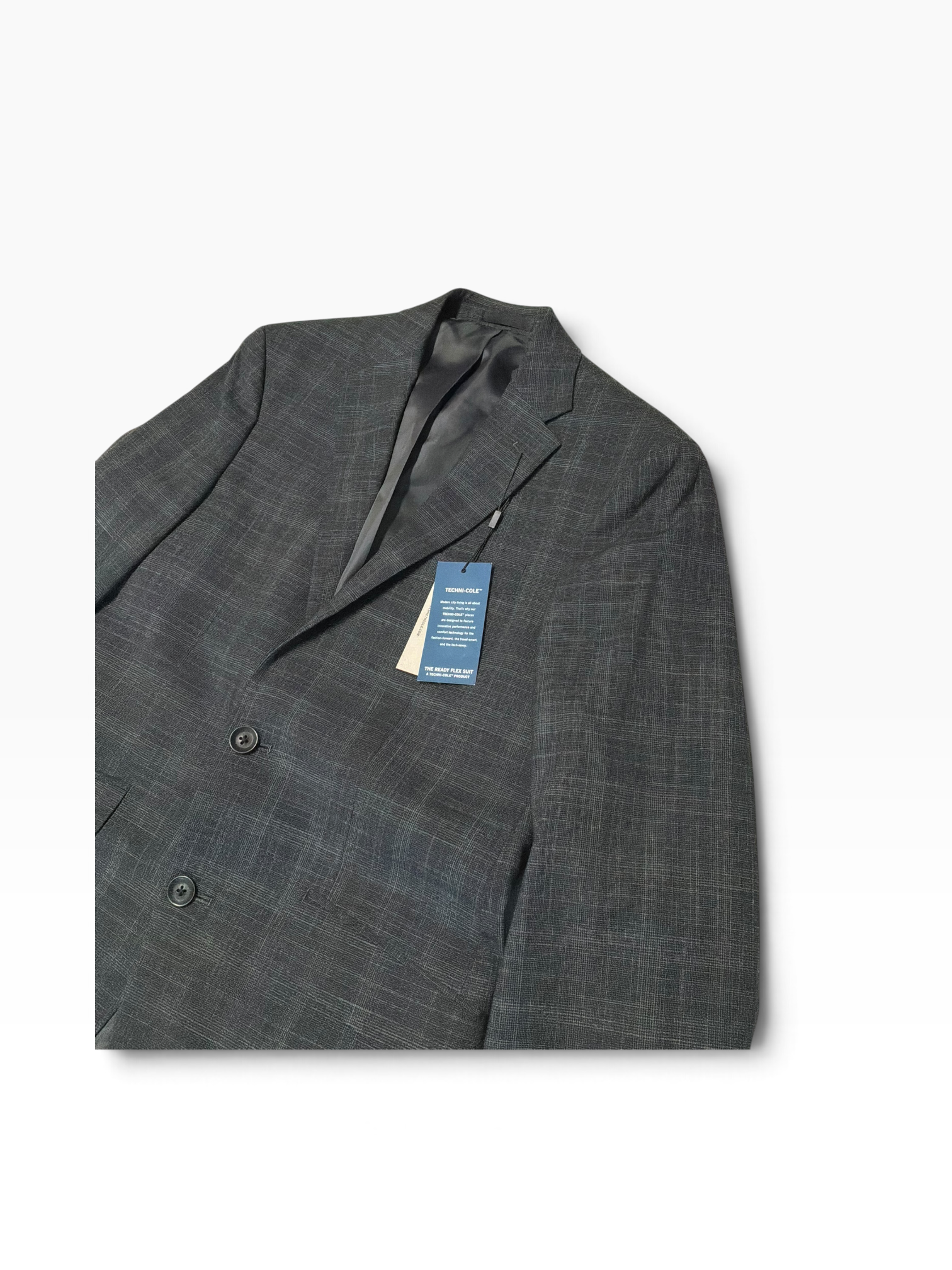 Kenneth Cole Reaction Mens Slim fit Suit Jacket Blazer 36 R Charcoal Grey Plaid