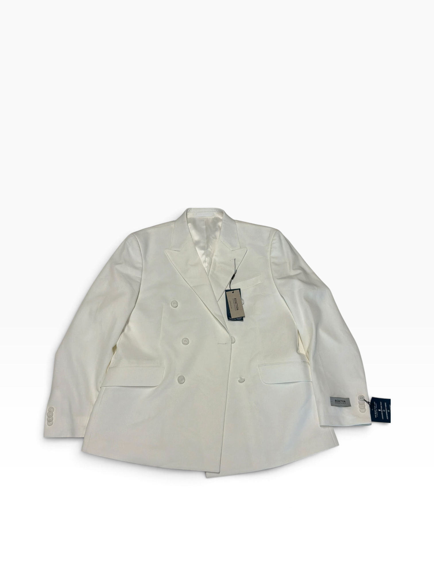 Kenneth Cole Reaction Mens Slim Double Breasted Suit Jacket Blazer 40 S White