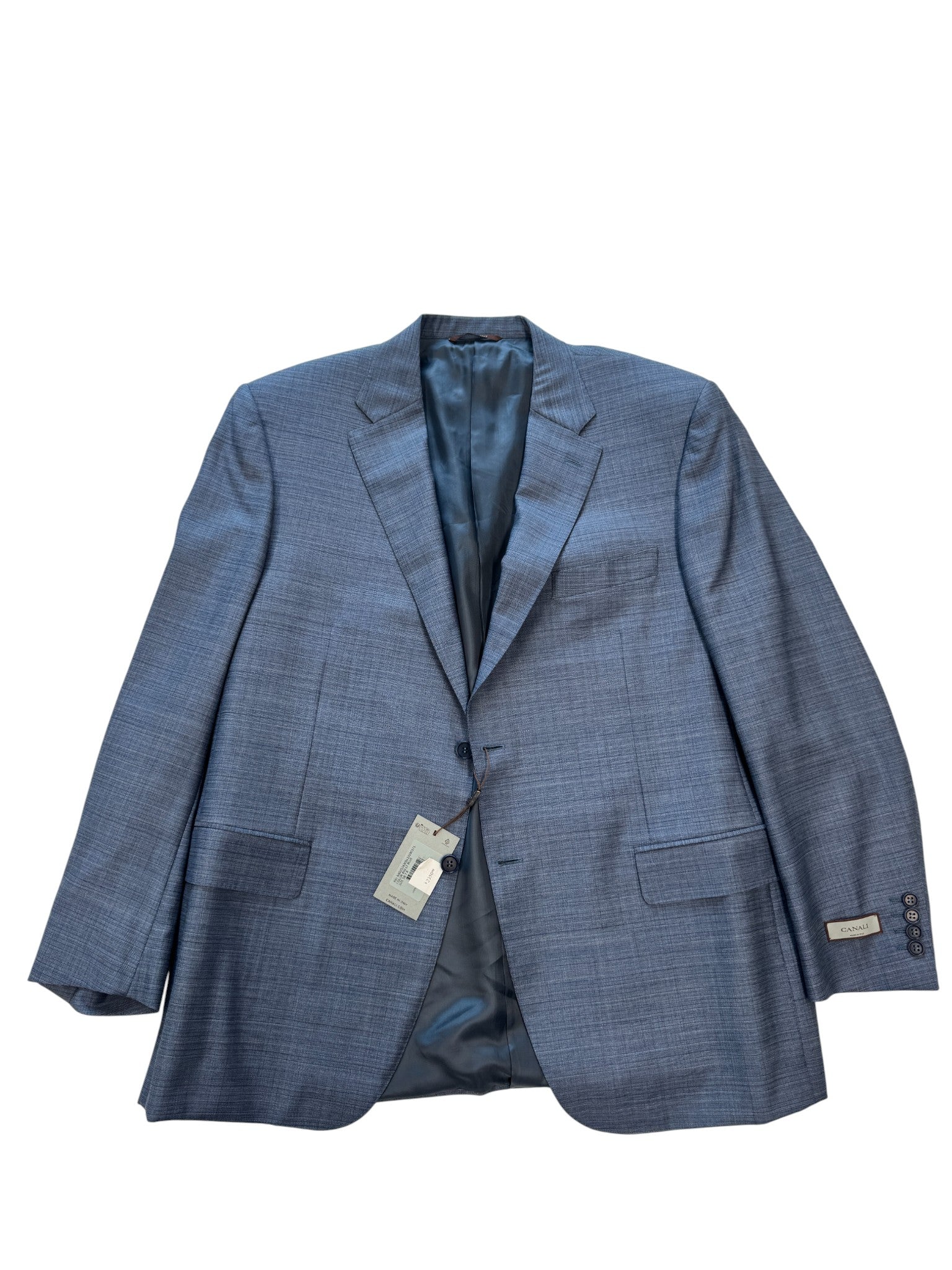Canali Mens Siena Classic fit Sharkskin Suit Jacket Blazer 48 R Blue Solid