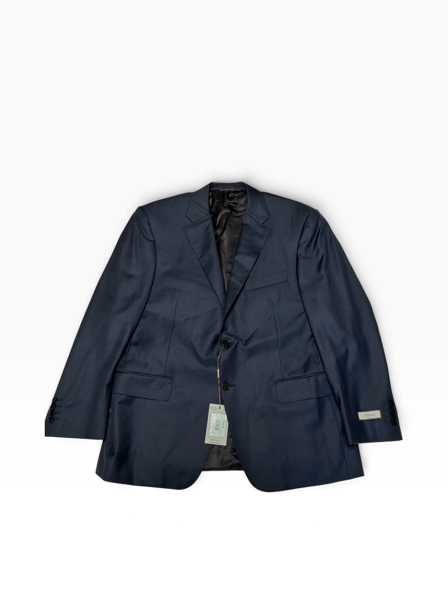Canali Mens Classic fit Wool Sharkskin Suit Jacket Blazer 44 S Navy Blue Solid