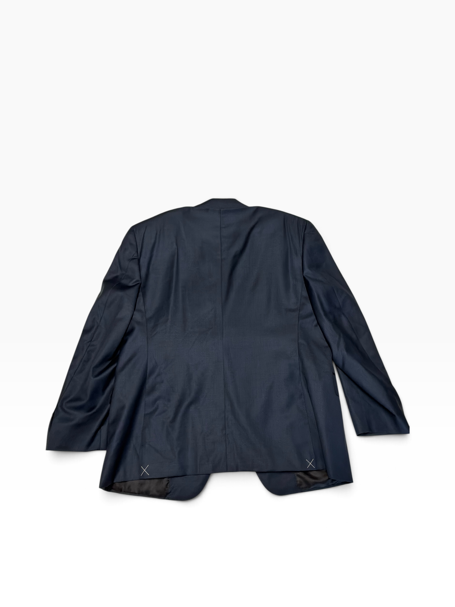Canali Mens Classic fit Wool Sharkskin Suit Jacket Blazer 44 S Navy Blue Solid