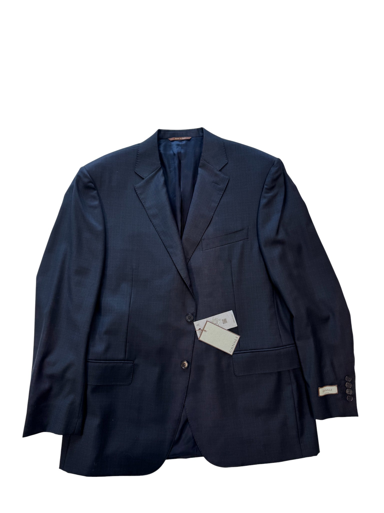 Canali Mens Regular Fit Siena Suit Jacket Blazer 44R Navy Blue Screen Weave