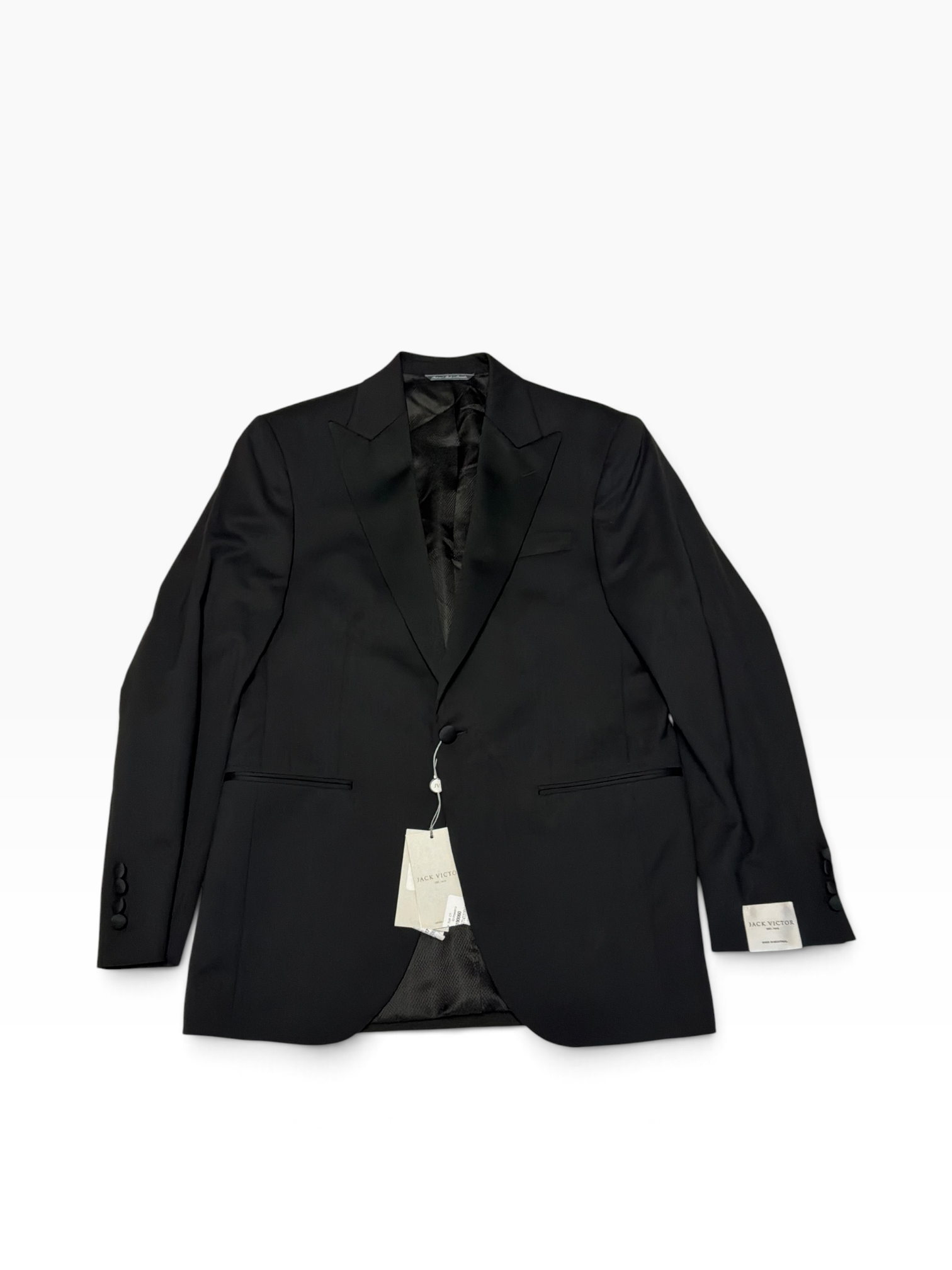 Jack Victor Mens Regular fit Wool 2 Piece Tuxedo Suit 38 R Pants 32 Black Solid