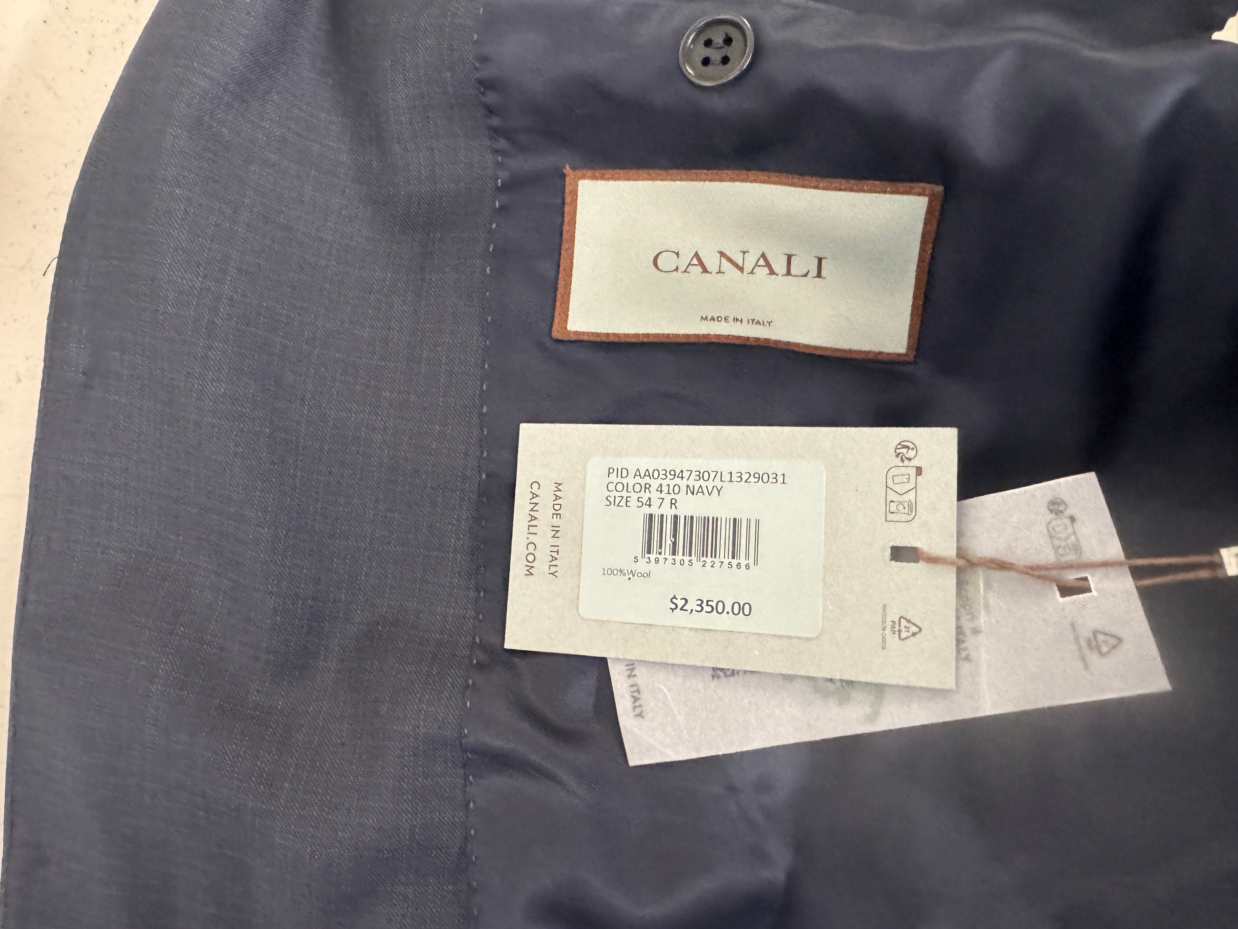 Canali Mens Regular Fit Siena Suit Jacket Blazer 44R Navy Blue Screen Weave