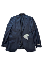 Canali Capri Mélange Twill Solid Slim Fit Suit Jacket EU 52R US 42R Navy Blue