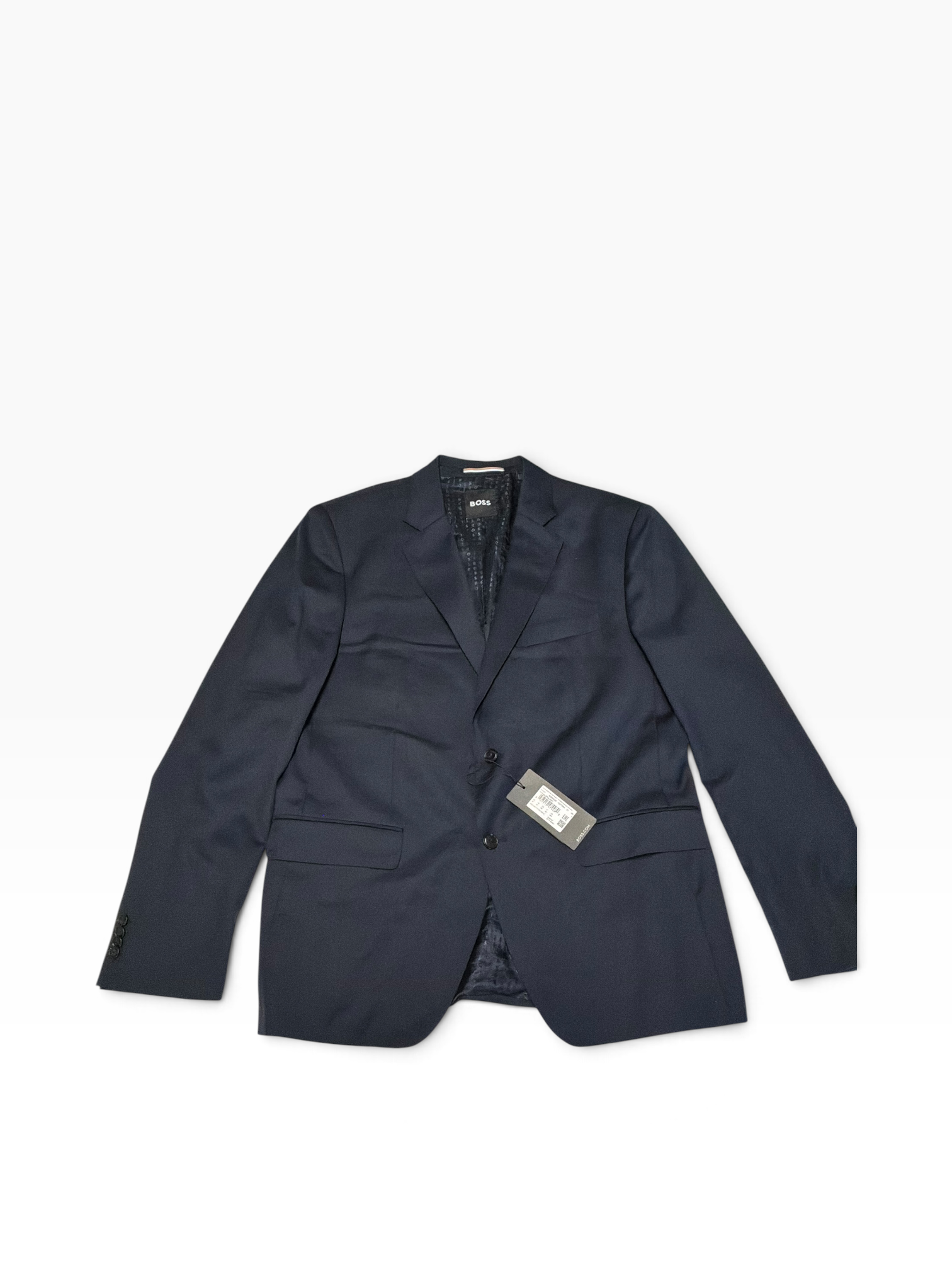 Hugo Boss Mens Modern fit Wool 2 Piece Suit 46 R Pants 40 Navy Blue Solid
