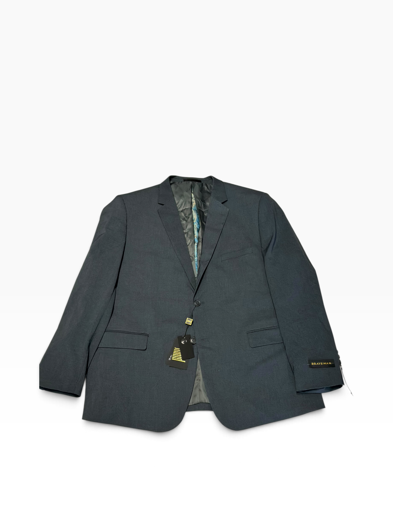 Braveman Mens Classic fit 3 Piece Suit 48 R Pants 42 Charcoal Gray Solid