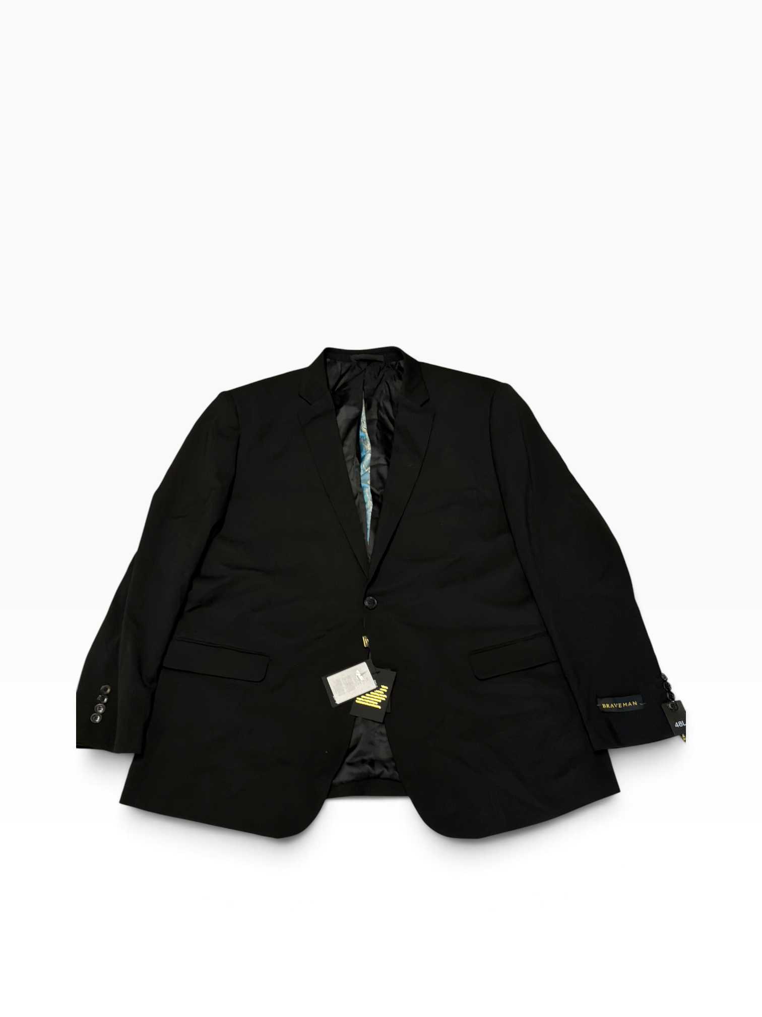 Braveman Mens Classic fit 3 Piece Vested Suit 48 L Pants 42 Black Solid