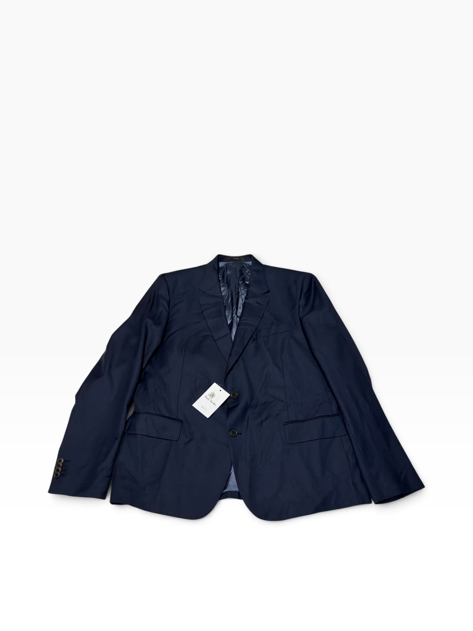 Paul Smith Mens Soho Extra Slim fit Suit 46 R Pants 38 Navy Blue Sharkskin