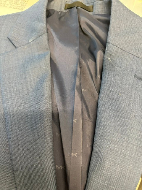 Michael Kors Mens Classic fit Sport Coat Blazer 40 R Blue Solid Stretch Wool
