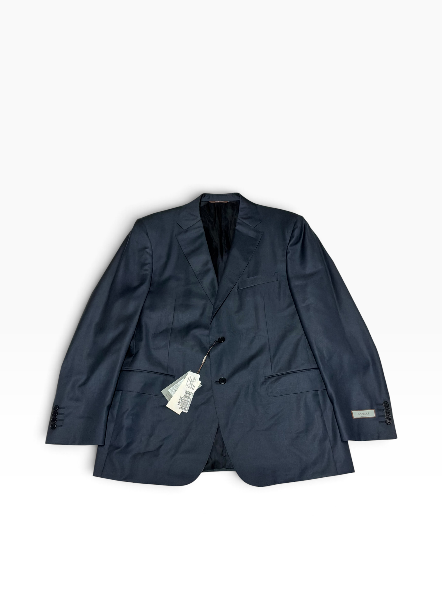 Canali Mens Siena Sharkskin Classic Fit Suit US 44 R / 35 X 27 Navy Blue