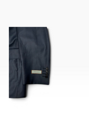 Canali Mens Siena Sharkskin Classic Fit Suit US 44 R / 35 X 27 Navy Blue