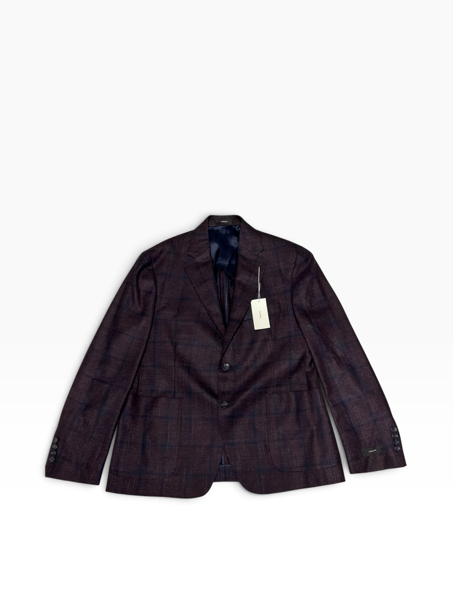 Vince Mens Slim fit Wool Sport Coat Blazer 40 S Dark Purple Plaid Loro Piana