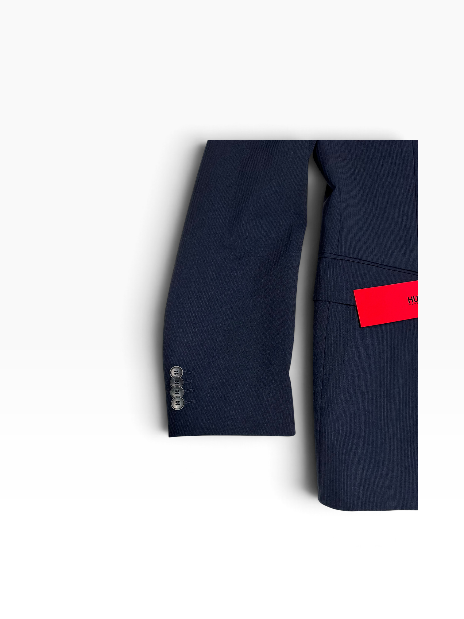 Hugo Boss Mens Slim fit Wool 2 Piece Suit 44 R Pants 37 Navy Blue Striped