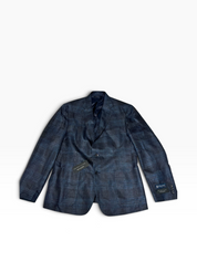 The Men's Store At Bloomingdale's Sport Coat Blazer 42 R Navy Plaid
