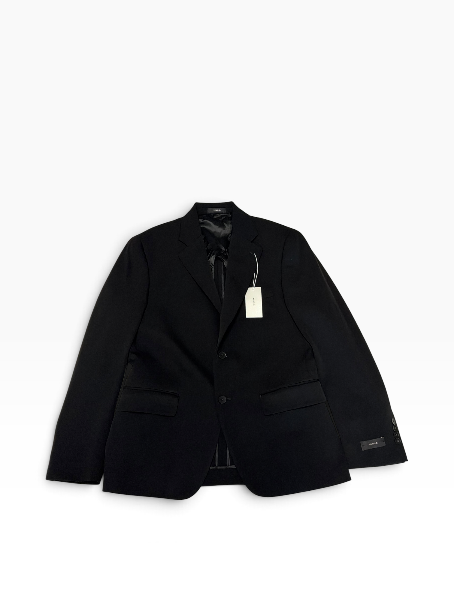 Vince Stretch Wool Unstructured Slim Fit Blazer Sport Coat 38 S Black Solid
