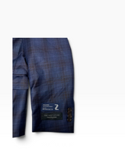 The Men's Store At Bloomingdale's Sport Coat Blazer 42 S Navy Blue Brown Plaid