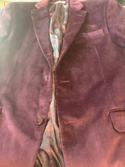 Bar Iii Mens Slim fit Velvet Sport Coat Blazer 38 R Burgundy Red Solid