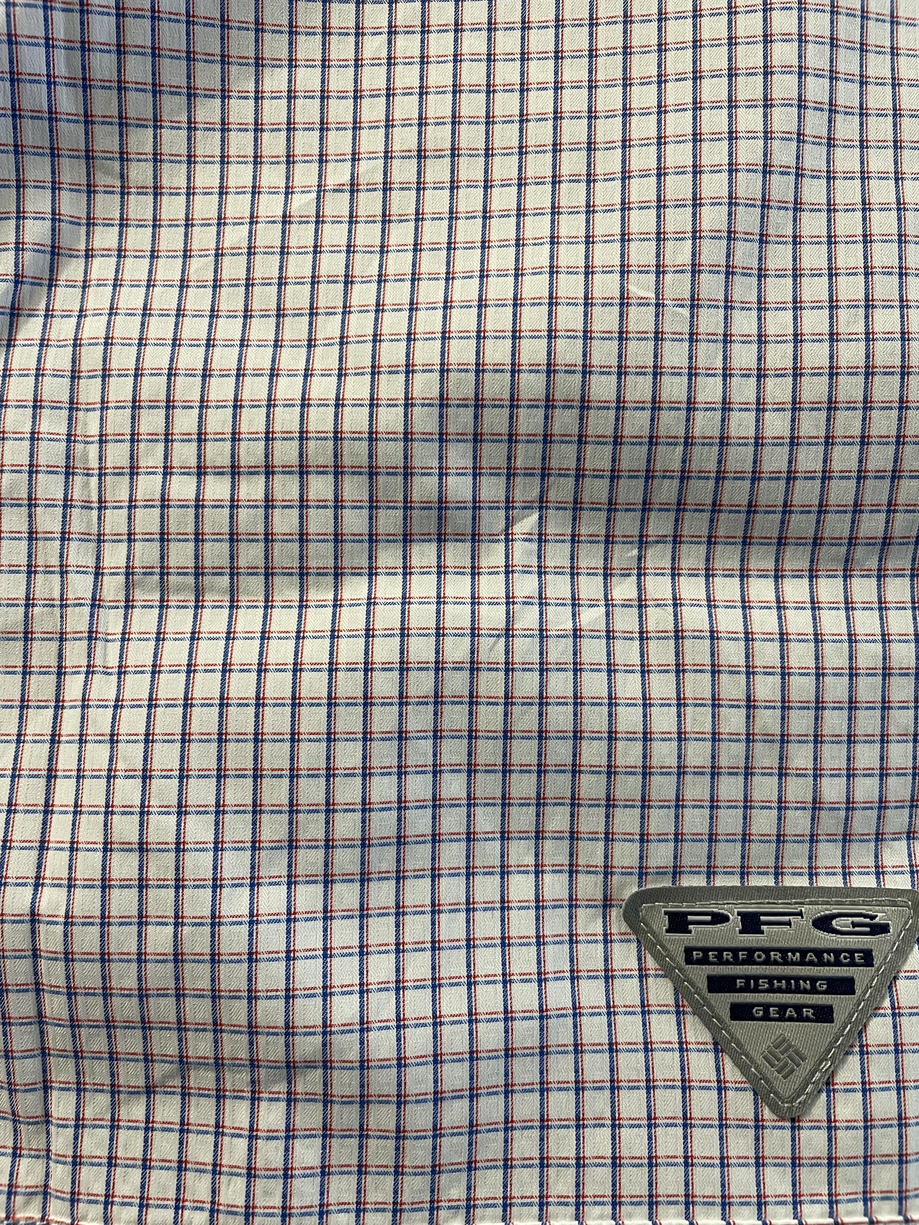 Columbia Mens Super Tamiami Regular fit Short Sleeve Shirt XXL White Check