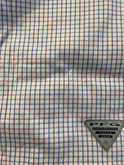 Columbia Men Regular fit Short Sleeve Button-Up Shirt Large White Check