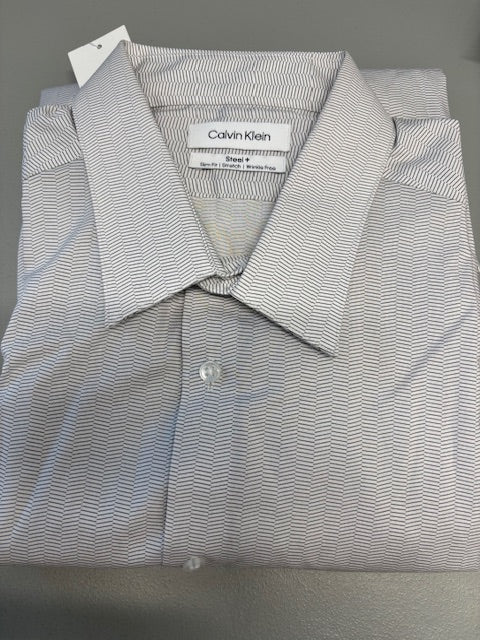 Calvin Klein Men Slim fit Dress Shirt XL 17.5 in 32-33 Grey