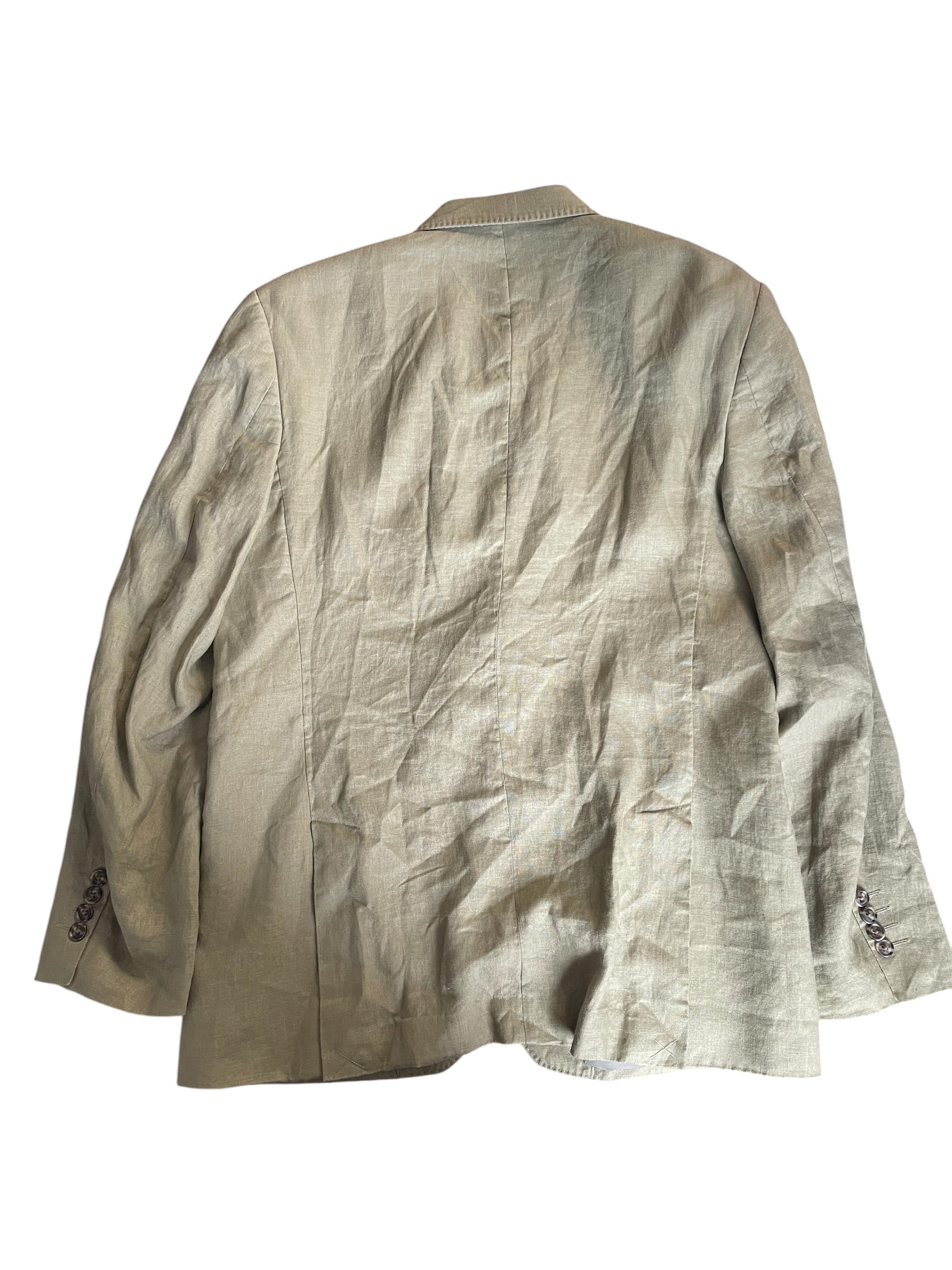 Club Room Mens Regular fit Luxury Linen Sport Coat Large Olive Solid Stretch