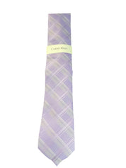 Calvin Klein Mens Ben Plaid Necktie Lilac Purple Tie