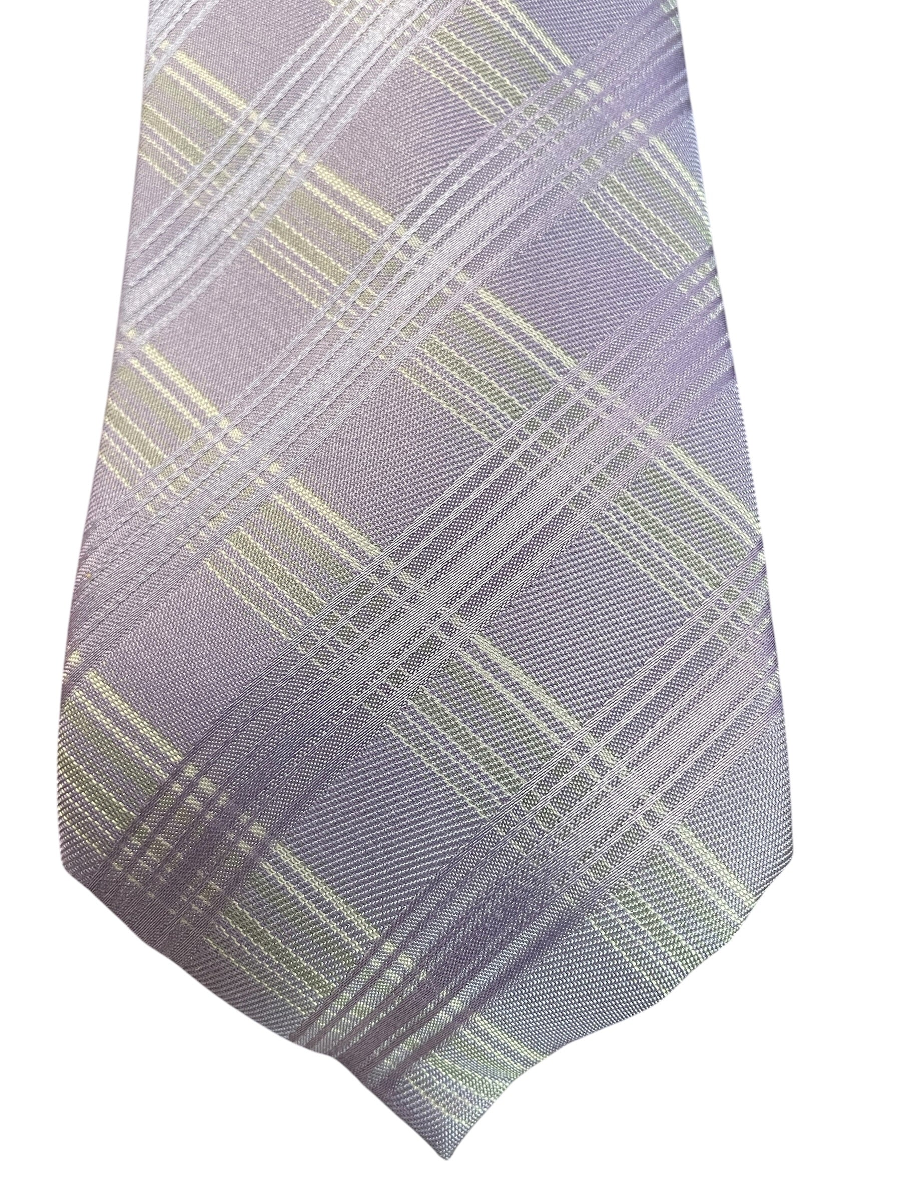 Calvin Klein Mens Ben Plaid Necktie Lilac Purple Tie