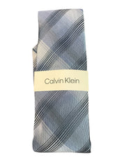 Calvin Klein Mens Claire Plaid Tie Necktie Blue