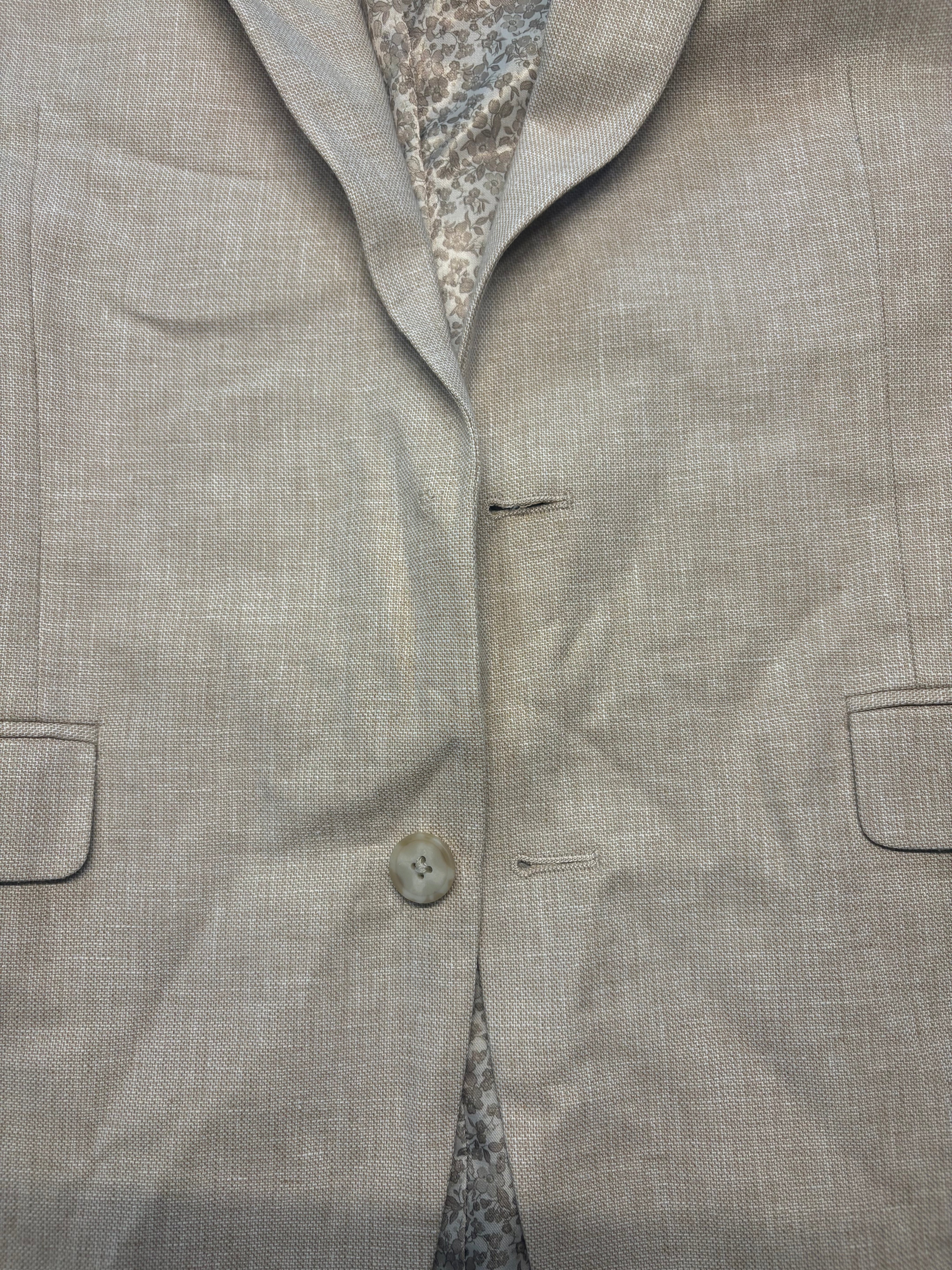 Bar Iii Mens Slim fit Linen Cotton Suit Jacket Blazer 42 S Light Tan Solid