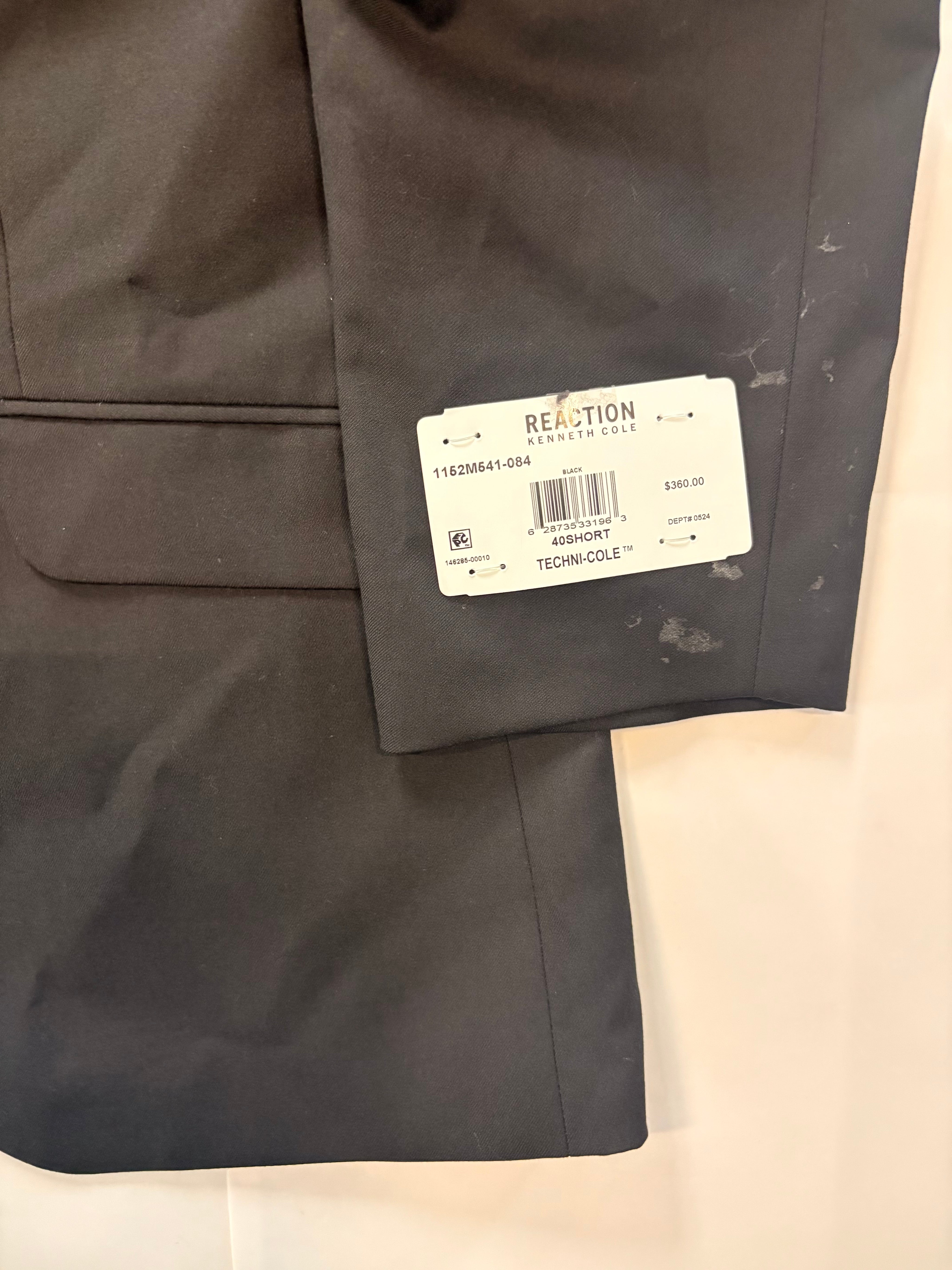 Kenneth Cole Mens Slim fit Suit Jacket Blazer 40 S Black Solid