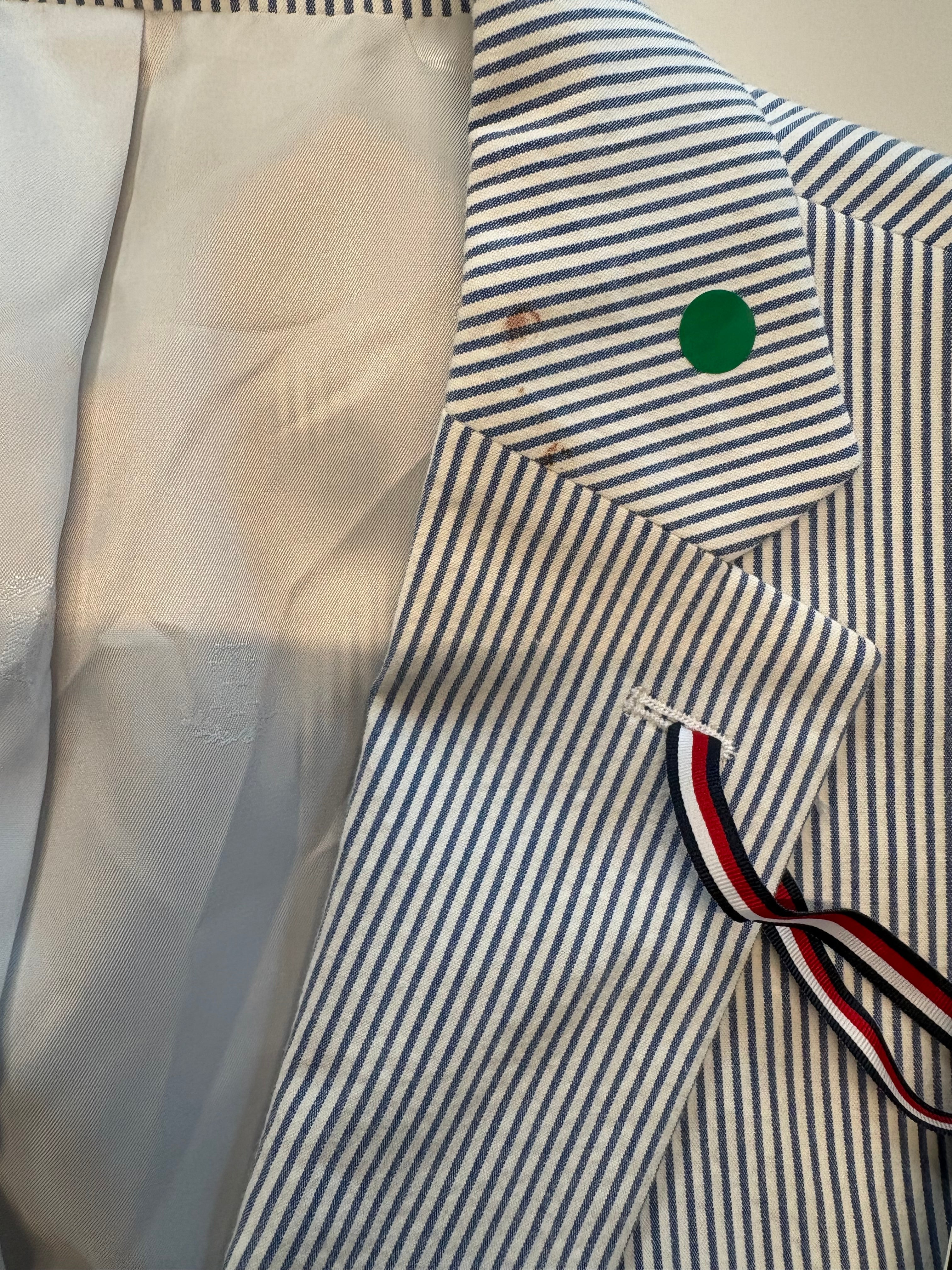 Tommy Hilfiger Mens Modern fit Suit Jacket Blazer 44 R Light Blue Striped Stretch
