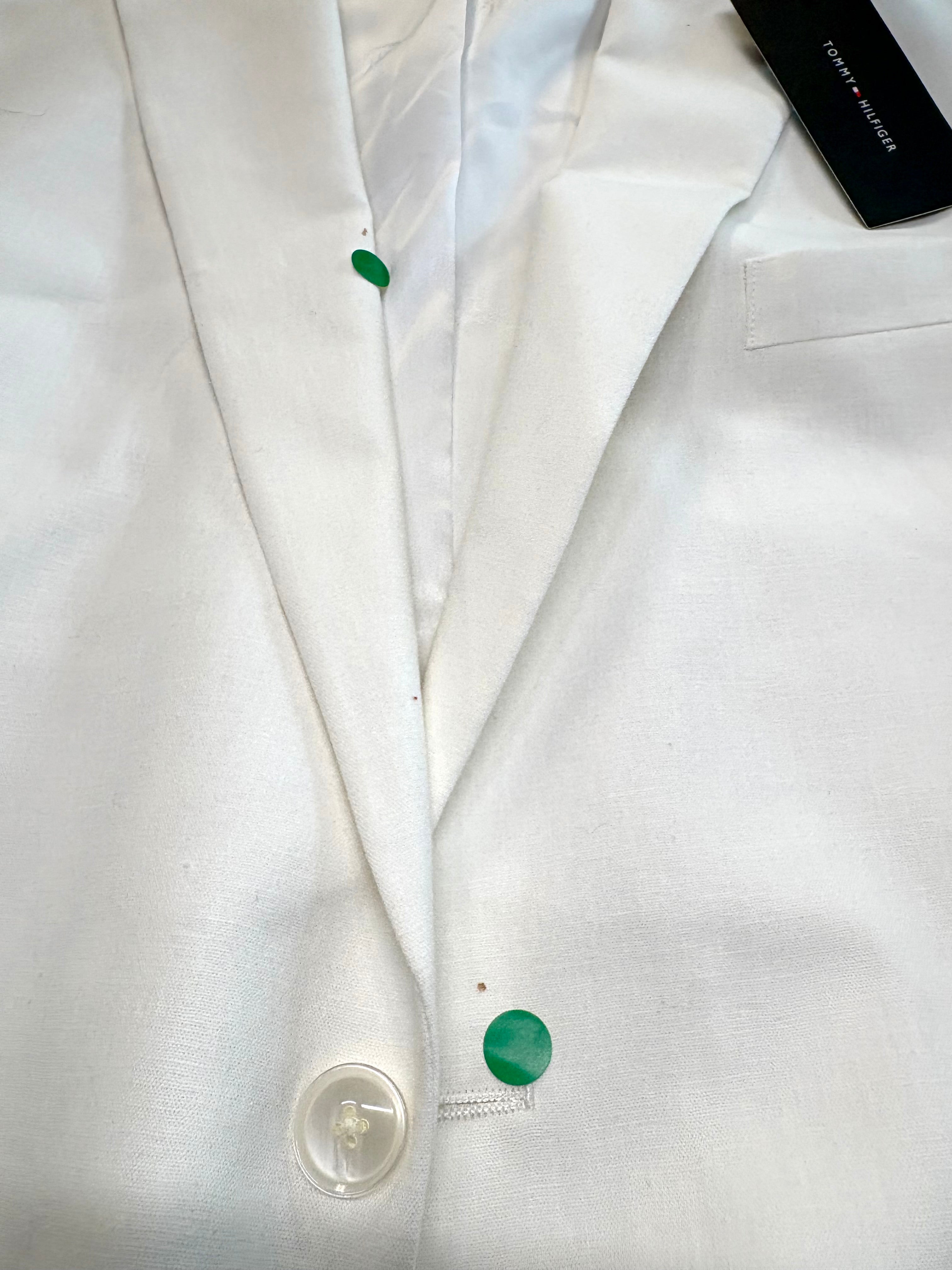 Tommy Hilfiger Mens Modern fit Linen Cotton Sport Coat Blazer 46 L White Solid