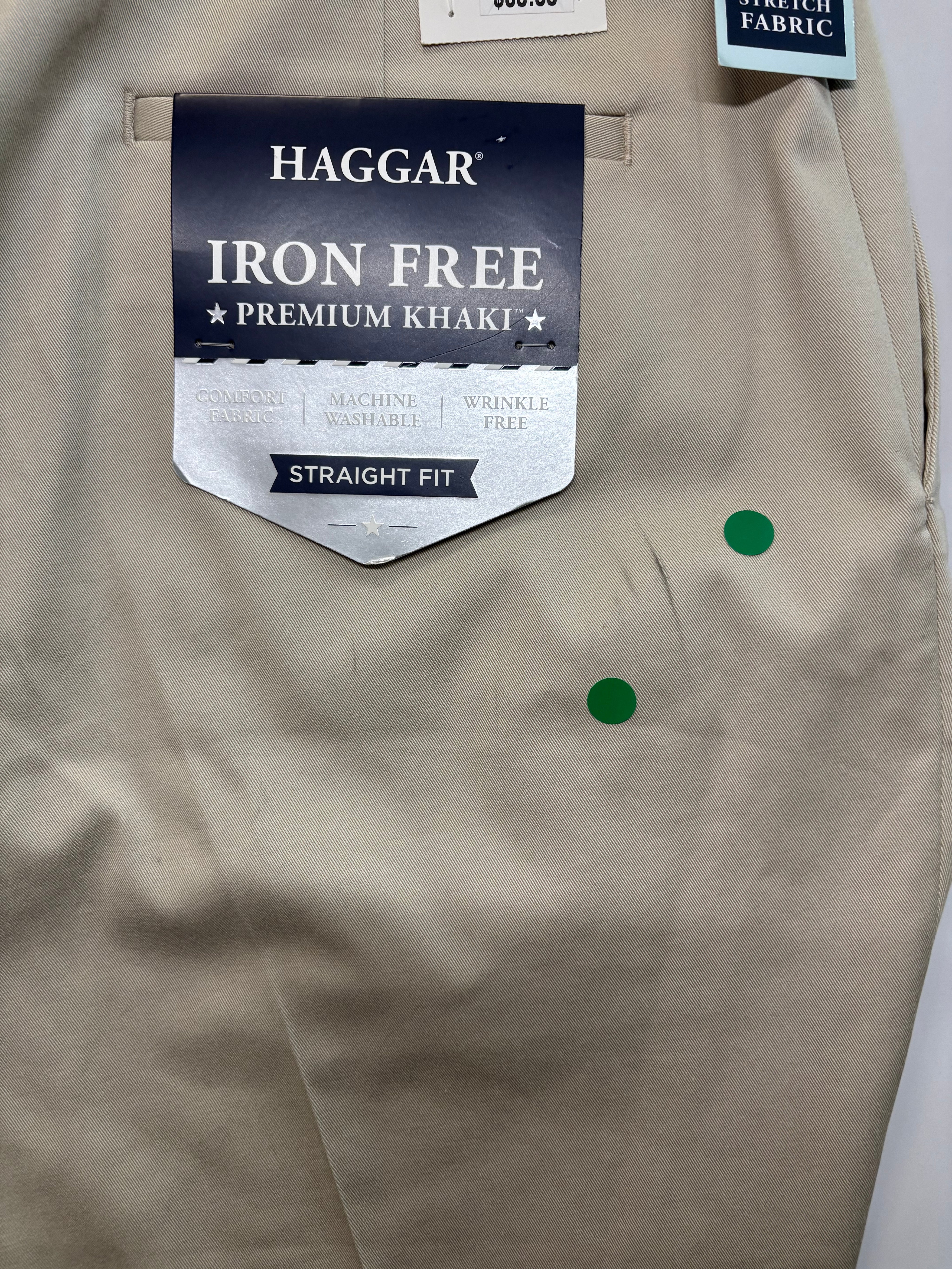 Haggar Mens Straight fit Cotton Chinos 36 / 29 Beige Solid