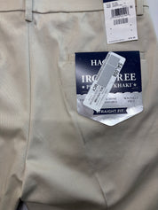 Haggar Mens Straight fit Cotton Dress Pants 32 / 30 Beige Solid