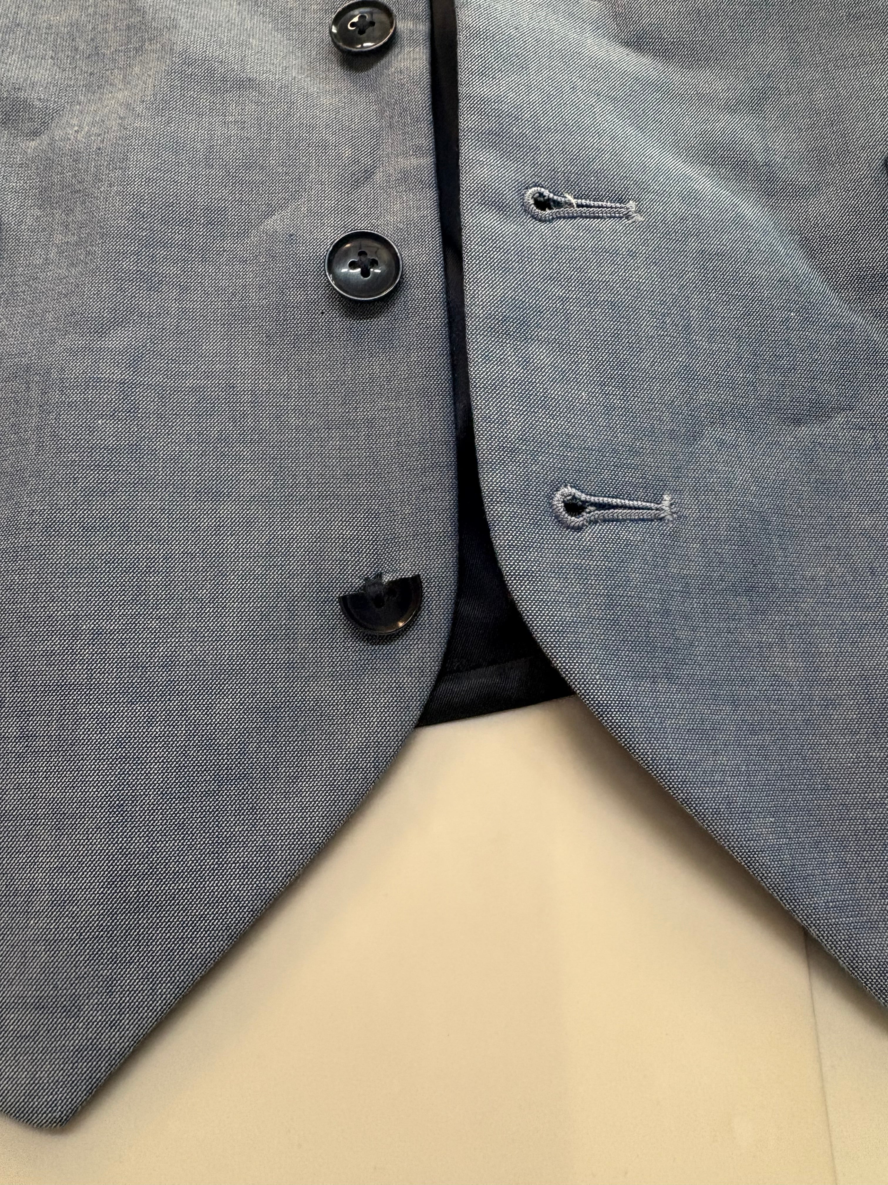 Tommy Hilfiger Mens Modern-Fit TH Flex Chambray Suit Vest Large Blue