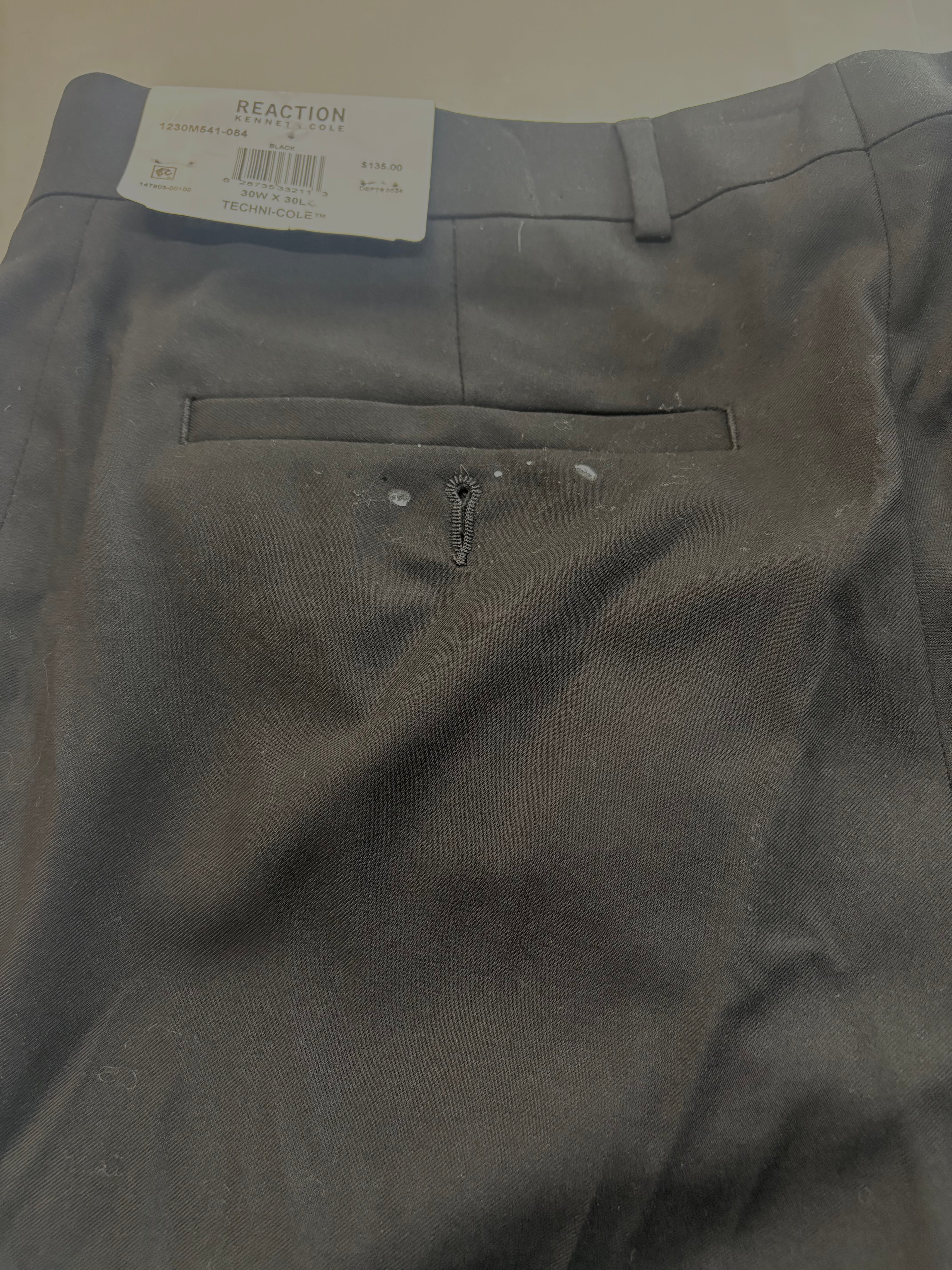 Kenneth Cole Mens Slim fit Dress Pants 30 / 30 Black Solid