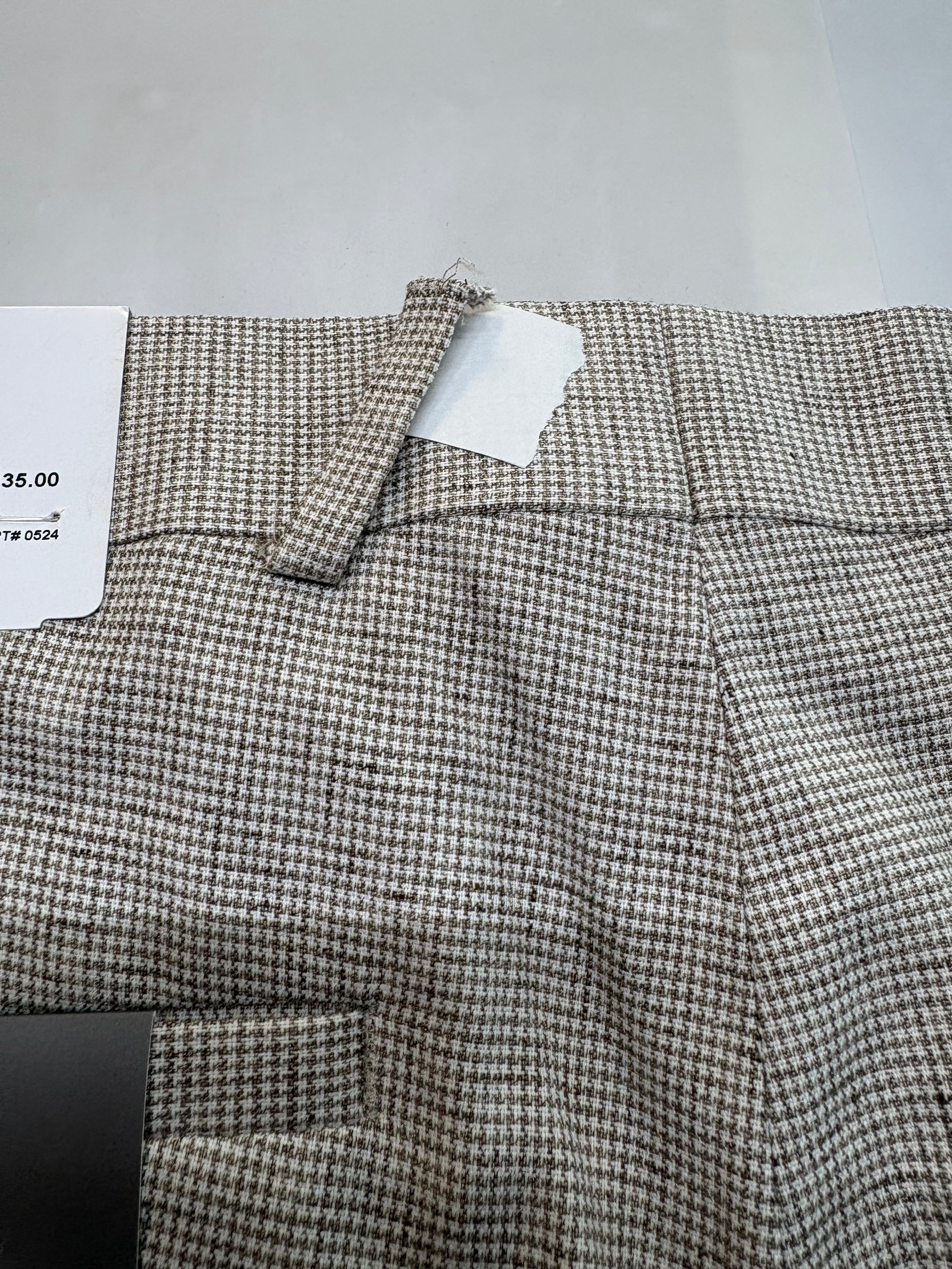 Kenneth Cole Mens Slim fit Linen Dress Pants 34 / 34 Beige Check
