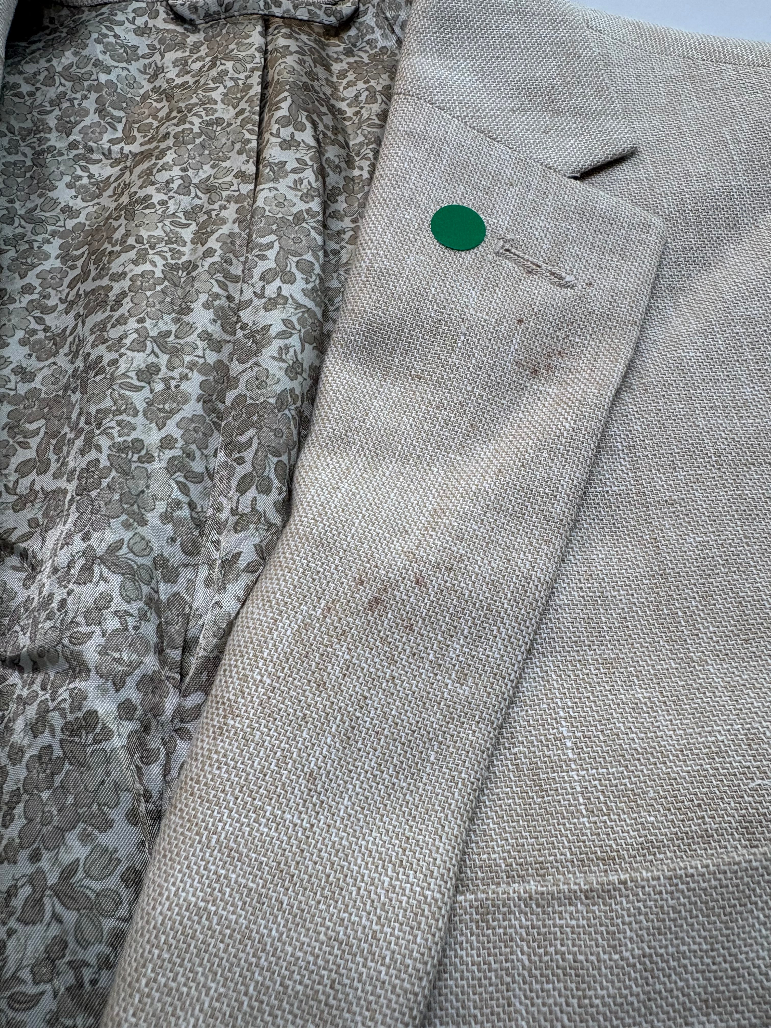 Bar III Mens Slim fit Linen Cotton Suit Jacket Blazer 38 R Light Tan Solid