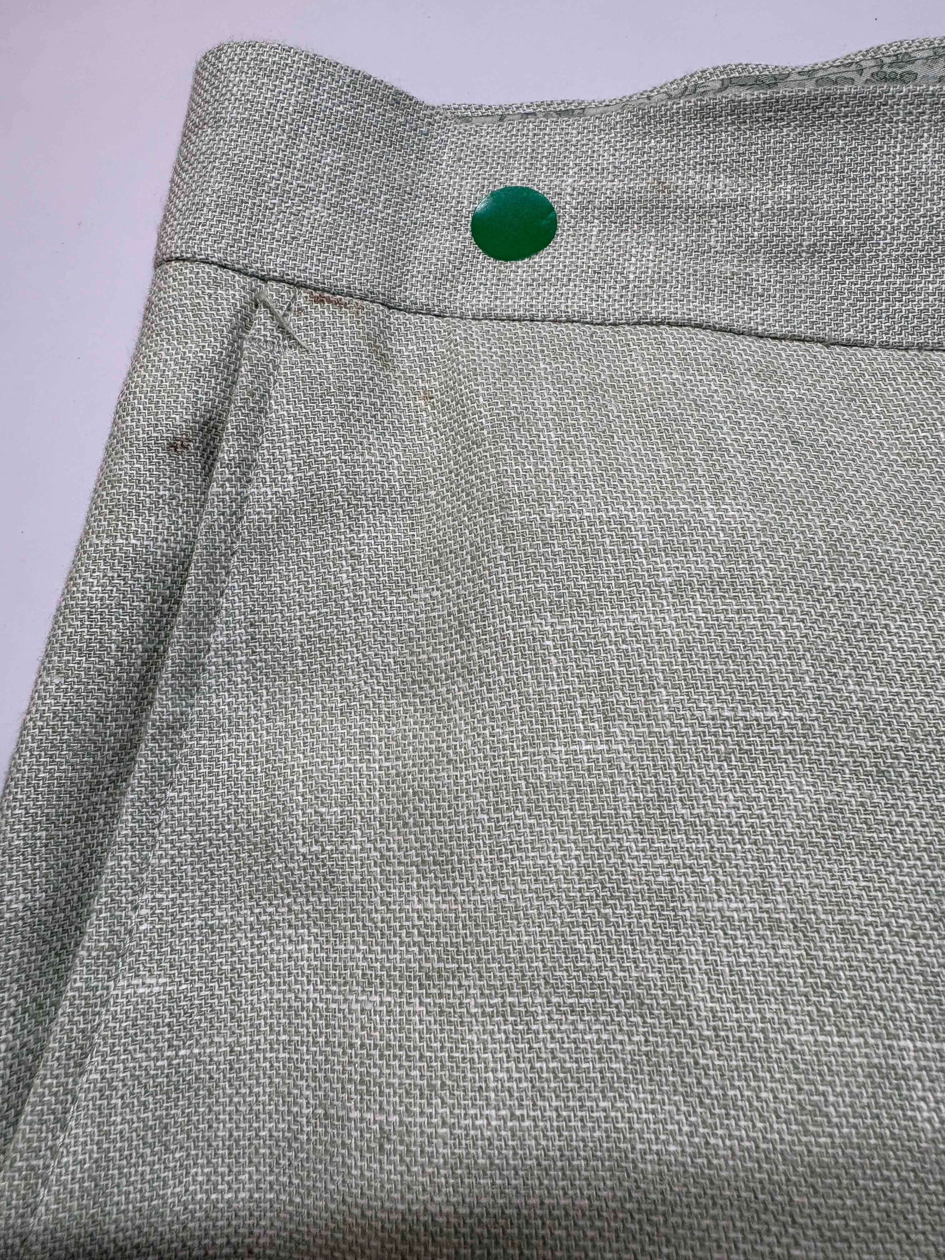 Bar Iii Mens Slim fit Linen Cotton Dress Pants 33 / 32 Mint Green Solid
