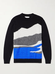 Nn07 Mens Regular fit Long Sleeve Crewneck Sweater Medium Black Blue Grey