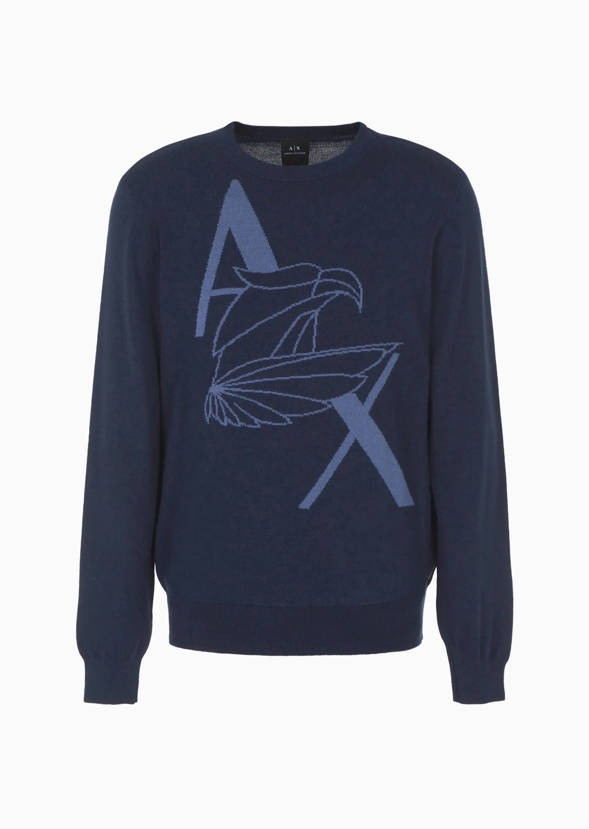 AX Armani Exchange Mens Eagle Logo Crewneck Sweater Navy Blue Medium