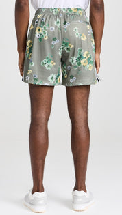 John Elliott Mens Regular fit Mesh Shorts Green Floral Large